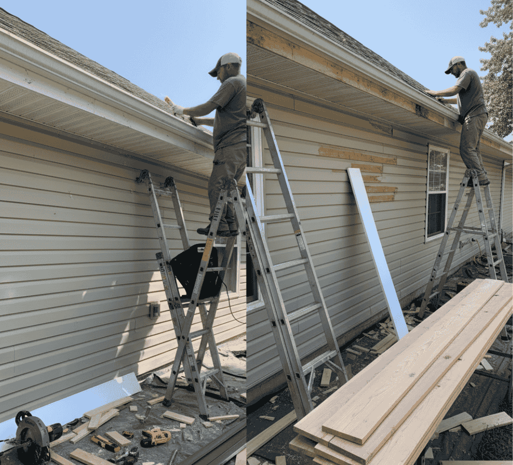 a man is repairing olf fascia