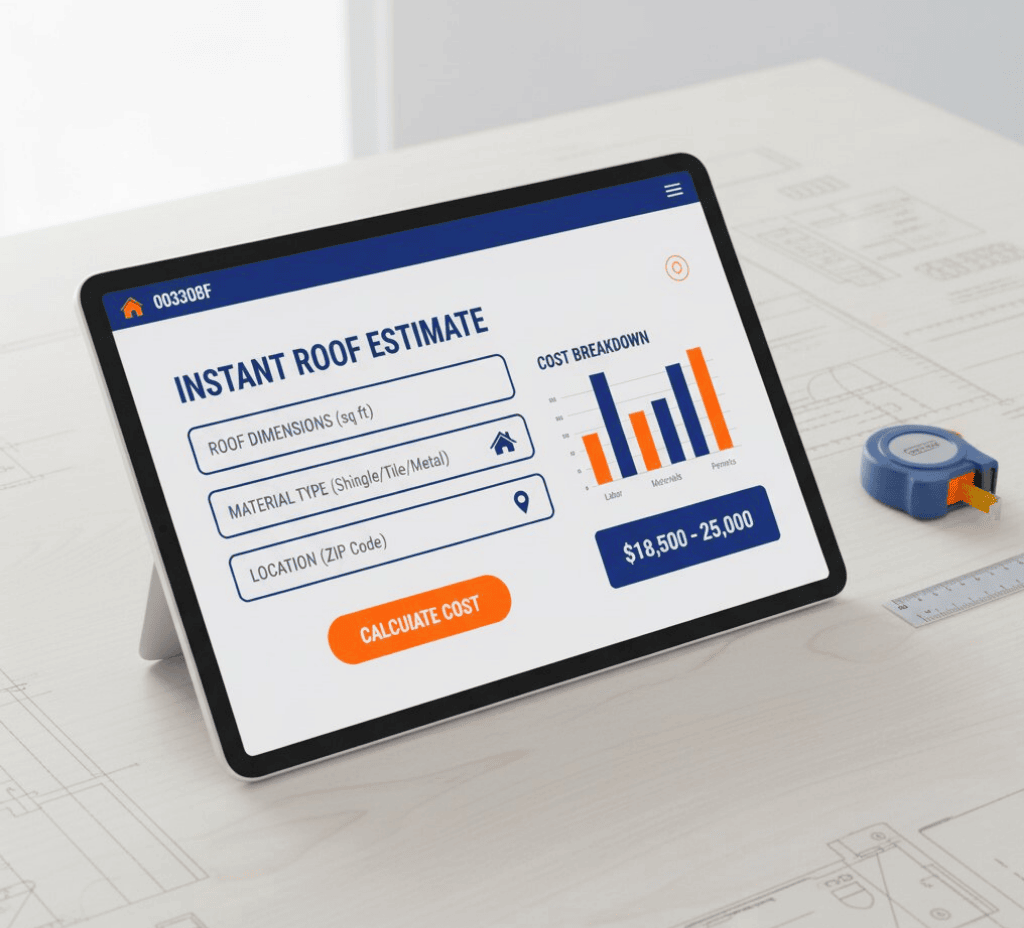 image is showing instant roofing cost estimattion through the app