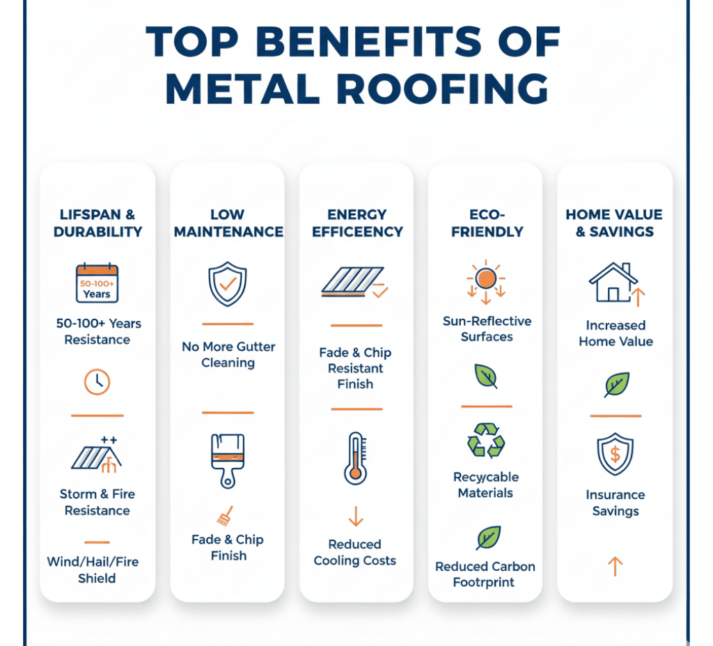 image showing top benefits of choosing a metal roof