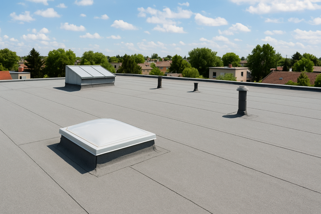 flat roofing with clear sky